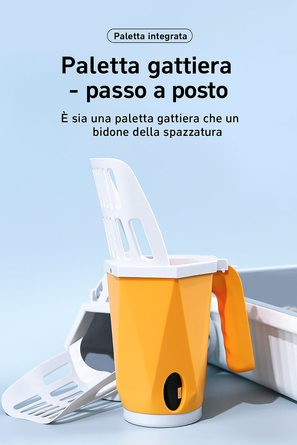 CleanScoop – Paletta per Lettiera con Contenitore Integrato e Sacchetti Inclusi
