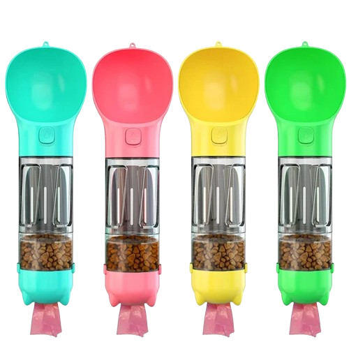 HydraPet 4-in-1 – Borraccia Portatile per Cani e Gatti con Snack, Sacchetti e Paletta