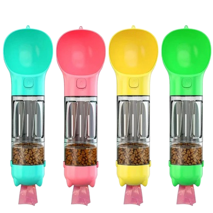 HydraPet 4-in-1 – Borraccia Portatile per Cani e Gatti con Snack, Sacchetti e Paletta