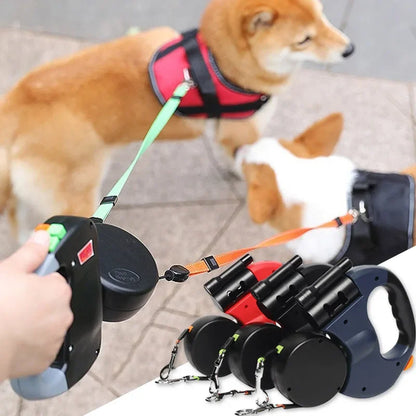TwinLite – Guinzaglio Retrattile Doppio con Luci per Cani e Gatti